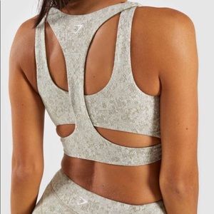 Gymshark Fleur Textured Sports Bra Khaki